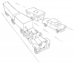 Trucks on the Road  Colour in Sheet. Sponsored by the Bathurst Truckies Ball. Layout and Illustrations by Richard Thiel